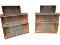 PAIR OF RETRO MINTY, OXFORD STACKING TWO TIER BOOKCASE CABINETS T/W TWO OTHERS