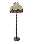 19TH CENTURY MAHOGANY BARLEY TWIST FLOOR STANDING LAMP