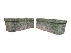 PAIR OF VINTAGE 20TH CENTURY STONE GARDEN PLANTER / TROUGHS