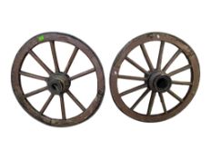 PAIR OF 19TH CENTURY STEEL BOUND WOODEN WAGON WHEELS