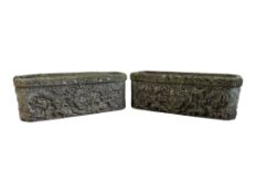 TWO VINTAGE 20TH CENTURY OUTDOOR GARDEN STONE PLANTERS