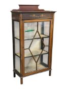 EDWARDIAN MAHOGANY LINE INLAID CHINA DISPLAY CABINET VITRINE