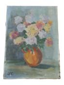 MID CENTURY OIL ON CANVAS STILL LIFE PAINTING