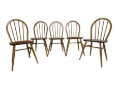 FIVE MID CENTURY ERCOL HOOP BACK DINING CHAIRS