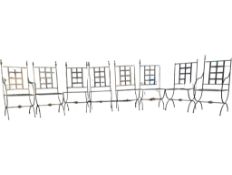 SET OF EIGHT VINTAGE 20TH CENTURY WROUGHT METAL GARDEN PATIO DINING CHAIRS