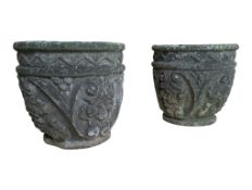 PAIR OF VINTAGE 20TH CENTURY RECONSTITUTED STONE GARDEN PLANTERS