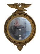 20TH CENTURY REGENCY REVIVAL CONVEX EAGLE WALL MIRROR