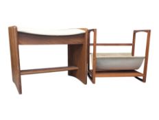 BRITISH MODERN DESIGN - MID CENTURY DRESSING STOOL W/ MAGAZINE RACK