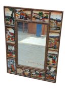 VINTAGE 20TH CENTURY REVERSE HAND PAINTED HANGING WALL MIRROR