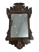 GEORGE III MAHOGANY WALNUT FRET MIRROR