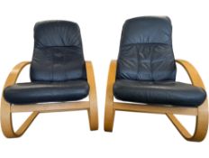 UNICO, DANISH - PAIR OF MID CENTURY BEECH BENTWOOD EASY ARMCHAIRS