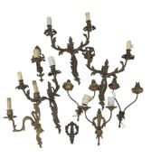 COLLECTION 20TH CENTURY FRENCH BRASS WALL SCONCES