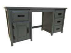 MODERN DESIGN - PAINTED GREY TWIN PEDESTAL OFFICE DESK