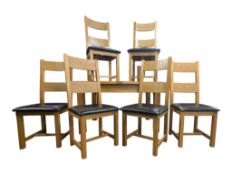 MODERN OAK DINING TABLE W/ SIX CHAIRS