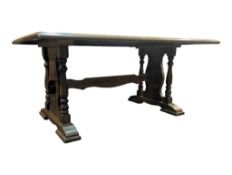 LARGE OAK REFECTORY DINING TABLE