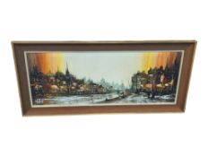 RONALD NORMAN FOLLAND (BRITISH 1932-1999) - PARISIAN SUNET OIL ON BOARD PAINTING