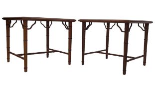PAIR OF VINTAGE 20TH CENTURY BAMBOO EFFECT SIDE / OCCASIONAL TABLES.