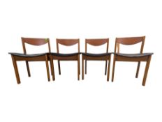 BEAUTILITY, BRITISH - TEAK & VINYL MID CENTURY SET OF FOUR DINING CHAIRS