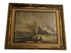 19TH CENTURY VICTORIAN SNOWY LANDSCAPE PAINTING