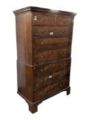 GEORGE III 19TH CENTURY TALLBOY CHEST ON CHEST