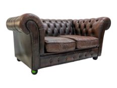 20TH CENTURY LEATHER CHESTERFIELD TWO SEATER SOFA