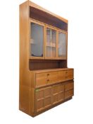 NATHAN FURNITURE - MID CENTURY SQUARES PATTERN TEAK HIGHBOARD