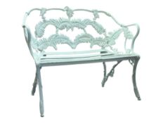 COALBROOKDALE STYLE WHITE PAINTED ALUMINIUM FERN TWO SEATER GARDEN BENCH