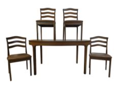 NATHAN FURNITURE - VINTAGE MID CENTURY TEAK EXTENDING DINING TABLE W/ FOUR CHAIRS