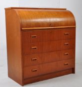 BRITISH MODERN DESIGN - VINTAGE TEAK ROLL TOP BUREAU