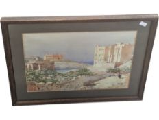1920S SIGNED LANDSCAPE WATERCOLOUR PAINTING DEPICTING MALTESE CITY