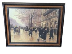 AFTER JEAN BERAUD (1849-1935) - VINTAGE 20TH CENTURY LACQUERED PRINT PARISIAN SCENE