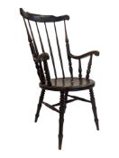 VICTORIAN 19TH CENTURY BEECH PENNY WINDSOR ARMCHAIR