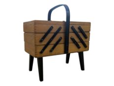 BRITISH MODERN DESIGN - MID 20TH CENTURY TEAK CANTILEVER SEWING BOX