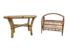 BRITISH MODERN DESIGN - VINTAGE 20TH CENTURY BAMBOO & GLASS COFFEE TABLE