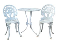 VICTORIAN REVIVAL WHITE PAINTED CAST METAL GARDEN SUITE