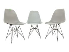 THREE BRITISH MODERN DESIGN PLASTIC & CHROME EIFFEL CHAIRS