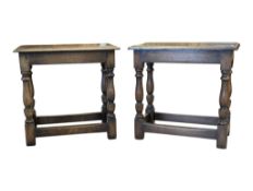 PAIR OF JACOBEAN REVIVAL IPSWICH OAK JOINT STOOLS
