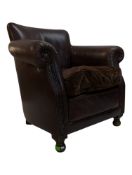 20TH CENTURY LEATHER CHESTERFIELD STYLE TUB CHAIR ARMCHAIR