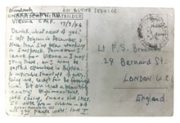 MURDOCH, IRIS - HANDWRITTEN POSTCARD FROM MURDOCH TO FREDERICK SPENCER BROOMAN, AUTHOR