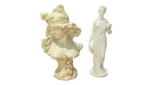 TWO 20TH CENTURY ART NOUVEAU BELLE ÉPOQUE STYLE GREEK SCULPTURES