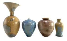 FOUR CRYSTALLINE GLAZED STUDIO ART POTTERY VASES