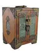 MID CENTURY VINTAGE CHINESE WOOD & JADE JEWELERY BOX