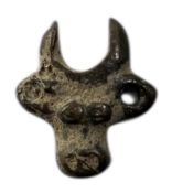 ANCIENT CELTIC BRONZE BULLS HEAD AMULET