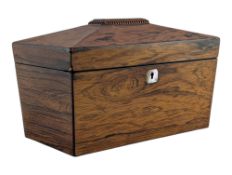 EARLY 19TH CENTURY GEORGE III SARCOPHAGUS-SHAPED JEWELLERY BOX