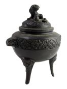 20TH CENTURY JAPANESE BRONZE LIDDED TRIPOD CENSER