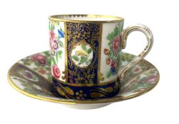19TH CENTURY CROWN STAFFORDSHIRE PORCELAIN DEMITASSE CUP & SAUCER