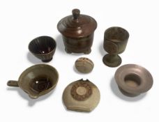 SEVEN VINTAGE 20TH CENTURY STUDIO ART POTTERY STONEWARE PIECES