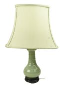 TWO 20TH CENTURY CELADON VASES LAMP BASES 20世纪青釉瓶灯座两个