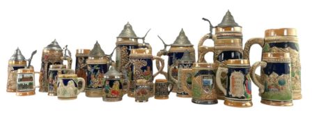 A LARGE COLLECTION 20TH CENTURY BAVARIAN TANKARDS