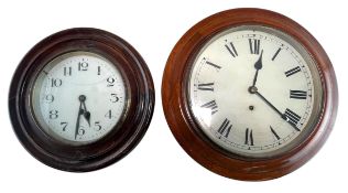TWO EARLY 20TH CENTURY MAHOGANY CASED 24-HOURS WALL CLOCKS